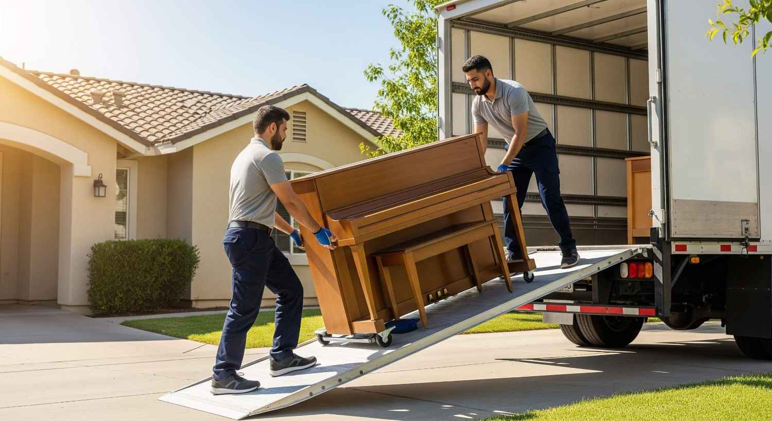 movers loading furniture into a moving truck